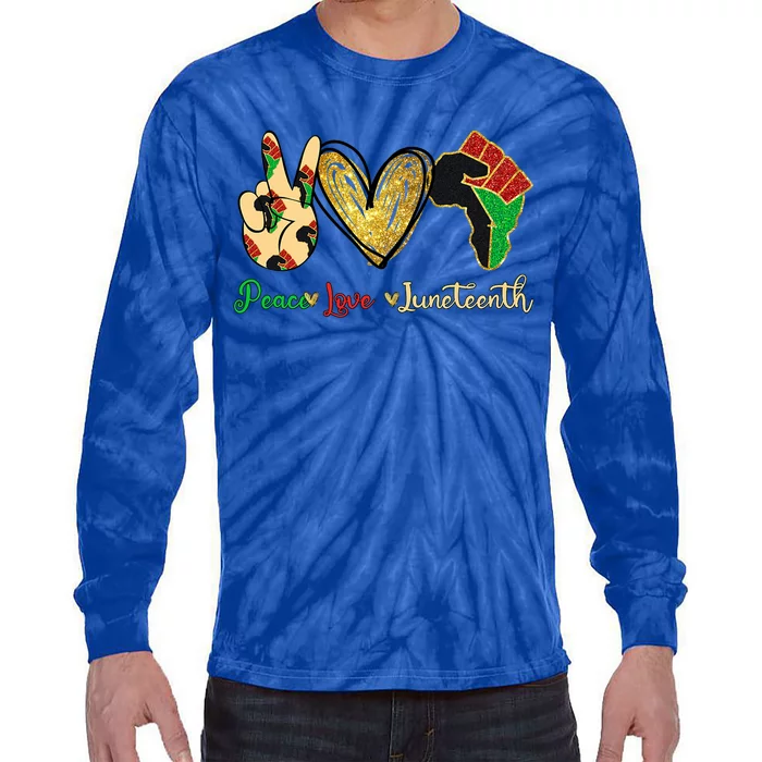 Peace Love Juneteenth Funny Gift Tie-Dye Long Sleeve Shirt