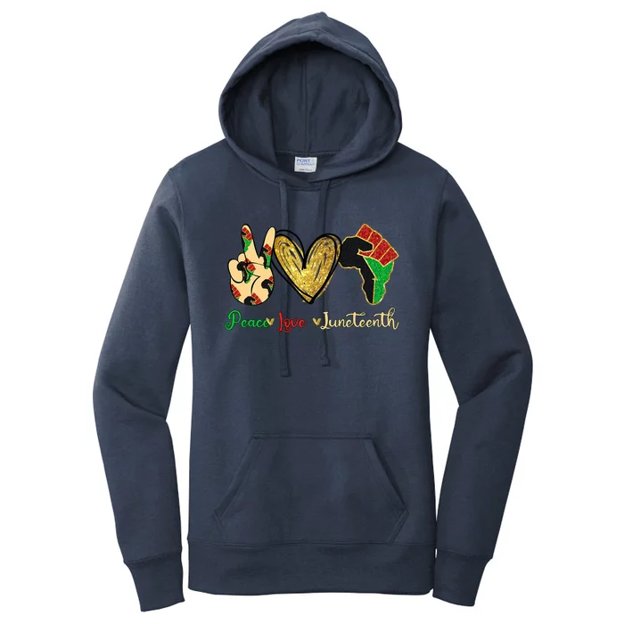 Peace Love Juneteenth Funny Gift Women's Pullover Hoodie