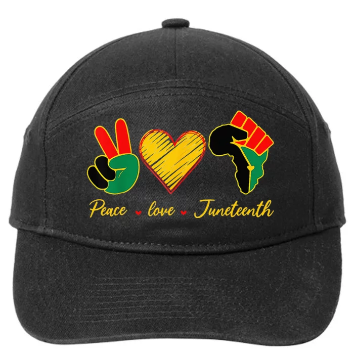 Peace Love Juneteenth Pride Black Girl Black Queen & King 7-Panel Snapback Hat