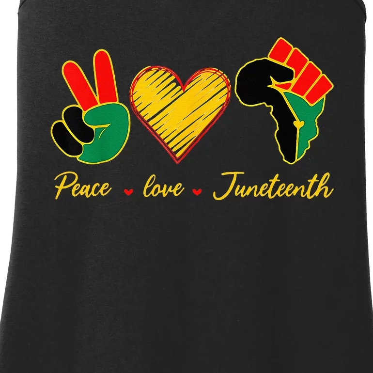 Peace Love Juneteenth Pride Black Girl Black Queen & King Ladies Essential Tank