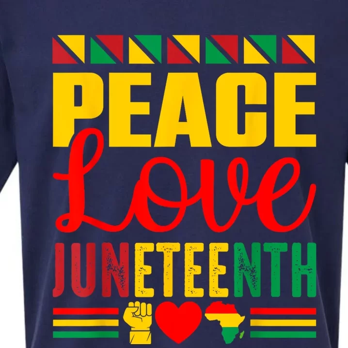 Peace Love & Juneteenth June 19th Freedom Day Sueded Cloud Jersey T-Shirt