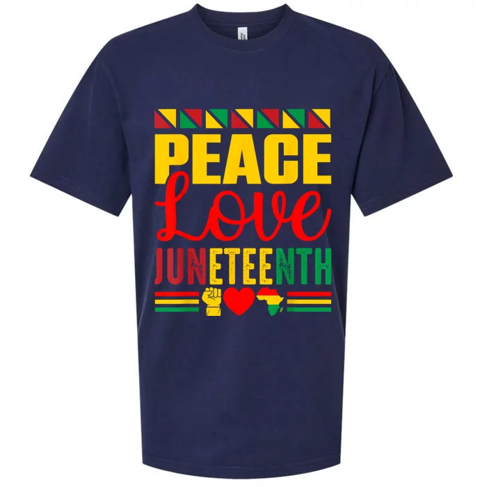 Peace Love & Juneteenth June 19th Freedom Day Sueded Cloud Jersey T-Shirt