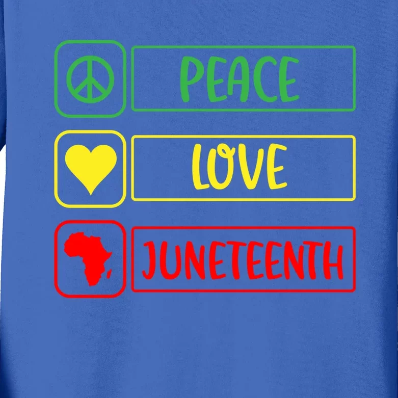 Peace Love Juneteenth Gift African American Pride Strong Black Gift Kids Long Sleeve Shirt