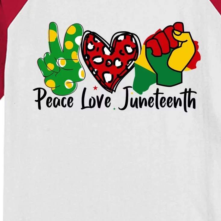 Peace Love Juneteenth Graphic Kids Colorblock Raglan Jersey