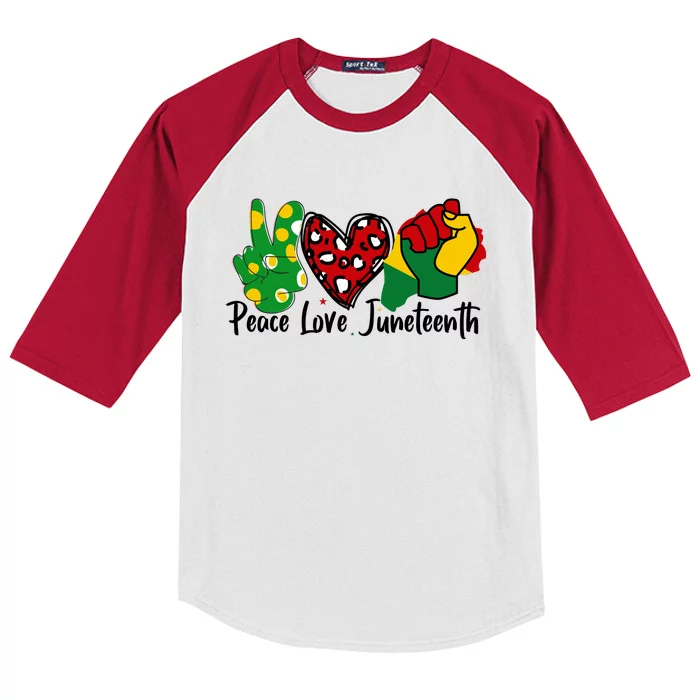 Peace Love Juneteenth Graphic Kids Colorblock Raglan Jersey