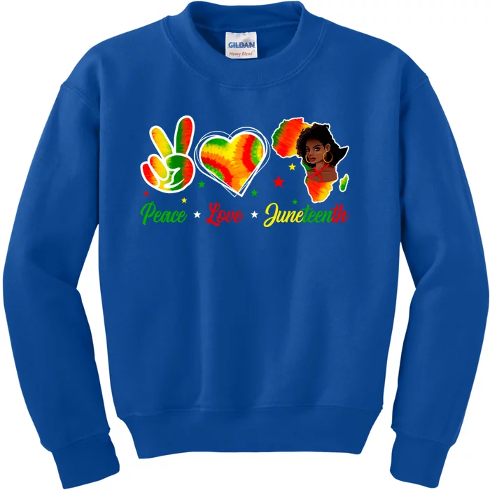 Peace Love Juneteenth 1865 Ecipation Day Black History Cute Gift Kids Sweatshirt