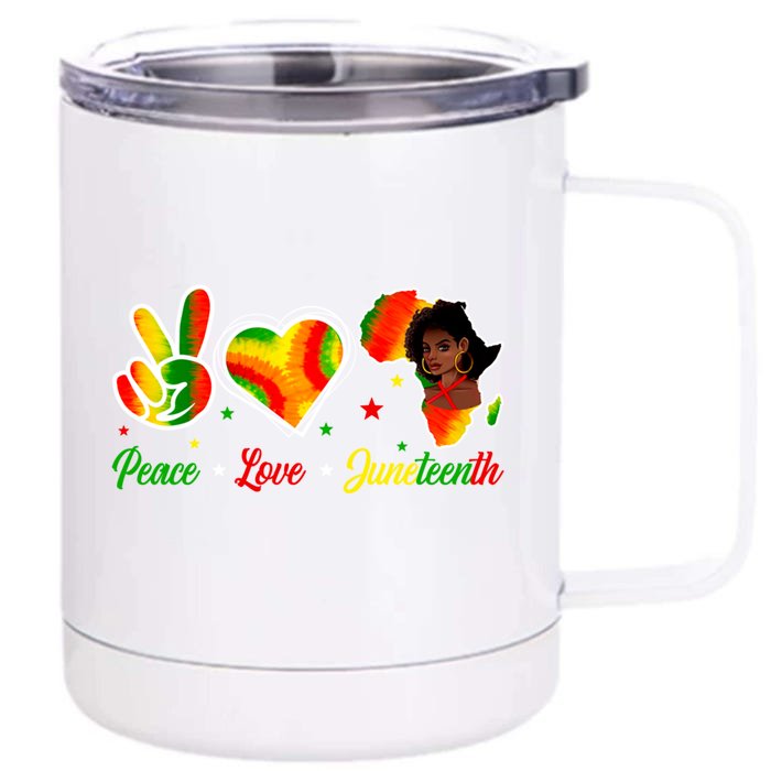 Peace Love Juneteenth 1865 Ecipation Day Black History Cute Gift Front & Back 12oz Stainless Steel Tumbler Cup