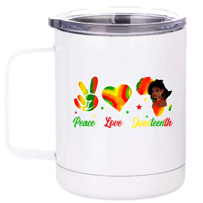 Peace Love Juneteenth 1865 Ecipation Day Black History Cute Gift Front & Back 12oz Stainless Steel Tumbler Cup