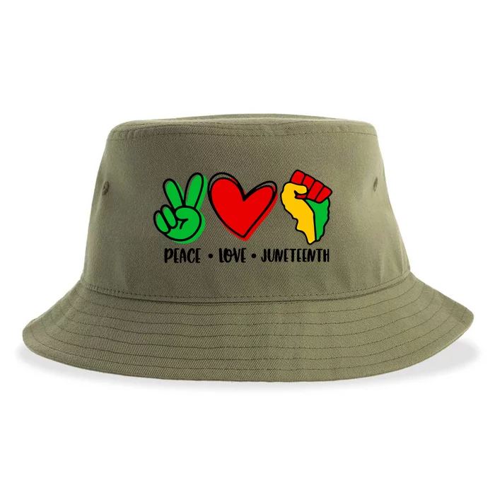 Peace Love Juneteenth Black History Month Pride Afro African Gift Sustainable Bucket Hat