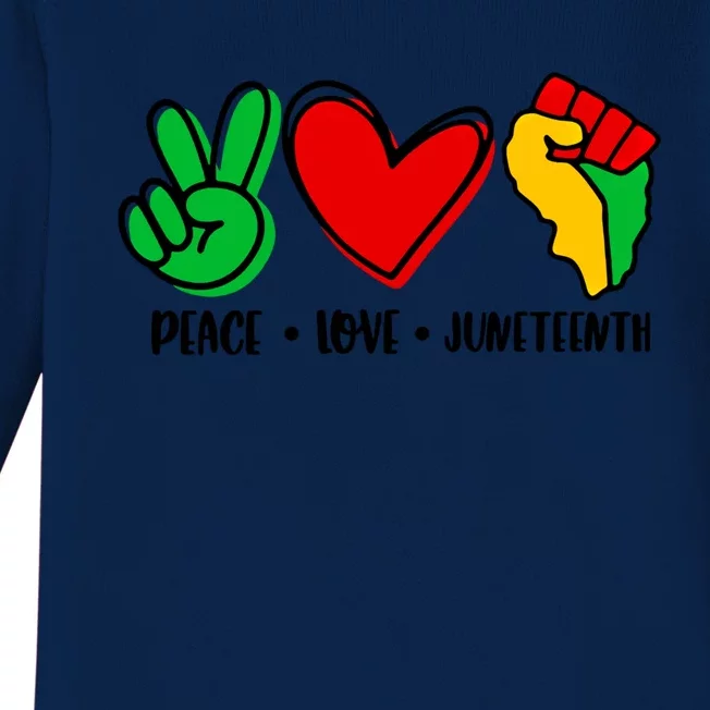 Peace Love Juneteenth Black History Month Pride Afro African Gift Baby Long Sleeve Bodysuit