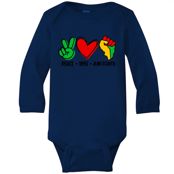 Peace Love Juneteenth Black History Month Pride Afro African Gift Baby Long Sleeve Bodysuit