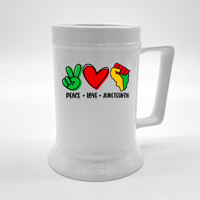 Peace Love Juneteenth Black History Month Pride Afro African Gift Front & Back Beer Stein