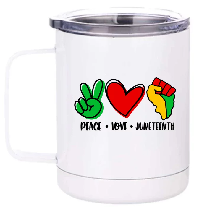 Peace Love Juneteenth Black History Month Pride Afro African Gift Front & Back 12oz Stainless Steel Tumbler Cup