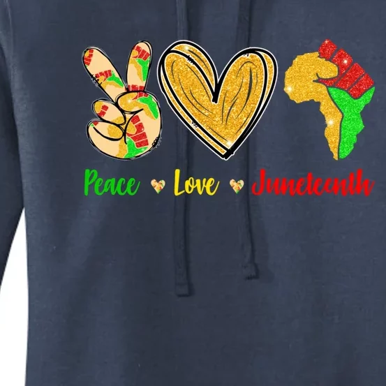 Peace Love Juneteenth Black History Month Pride Afro African Gift Women's Pullover Hoodie