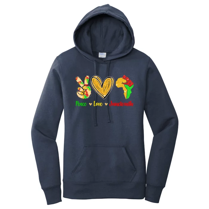 Peace Love Juneteenth Black History Month Pride Afro African Gift Women's Pullover Hoodie