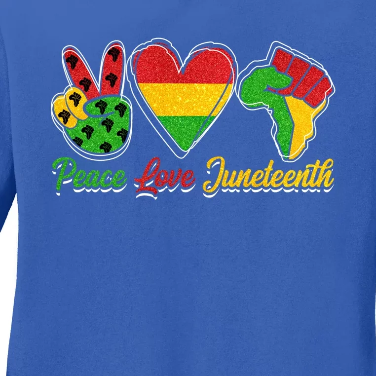 Peace Love Juneteenth Black Pride Blm Freedom Day Melanin Funny Gift Ladies Long Sleeve Shirt