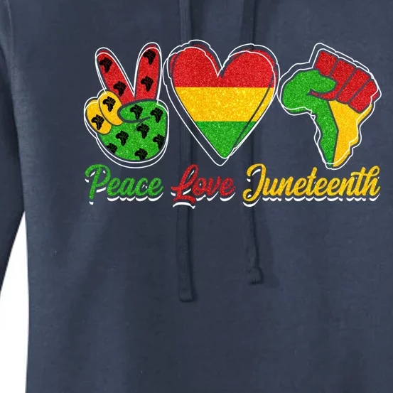 Peace Love Juneteenth Black Pride Blm Freedom Day Melanin Funny Gift Women's Pullover Hoodie