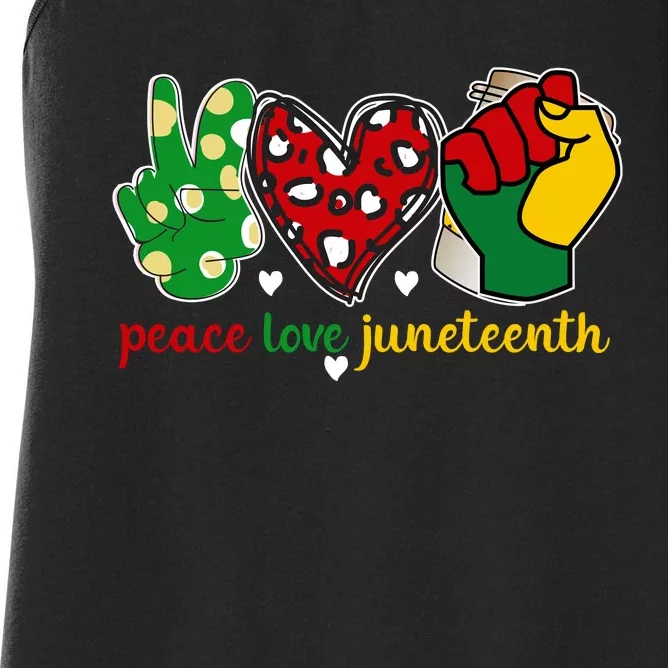 Peace Love Juneteenth Celebration Artwork Women's Racerback Tank