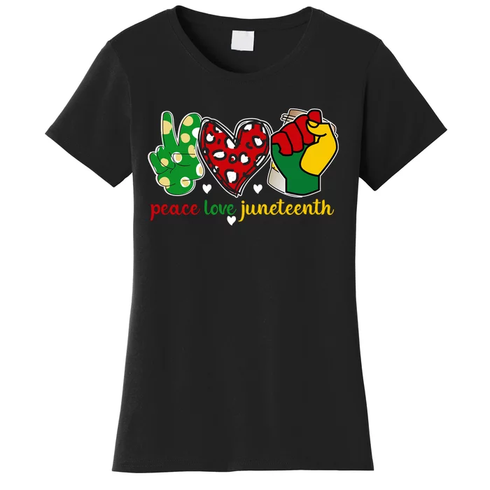 Peace Love Juneteenth Celebration Artwork Women's T-Shirt