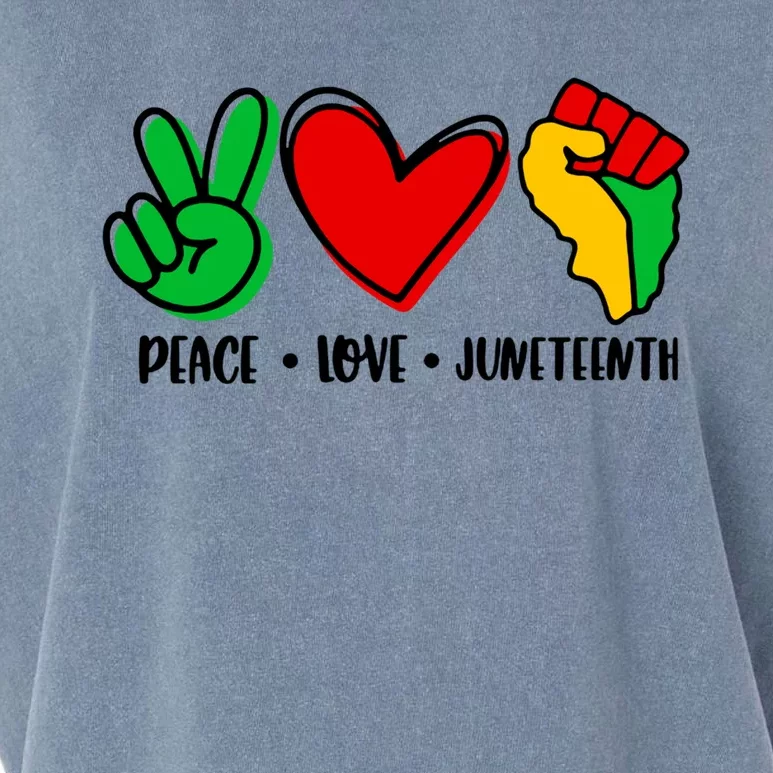 Peace Love Juneteenth Black History Month Pride Afro African Gift Garment-Dyed Women's Muscle Tee