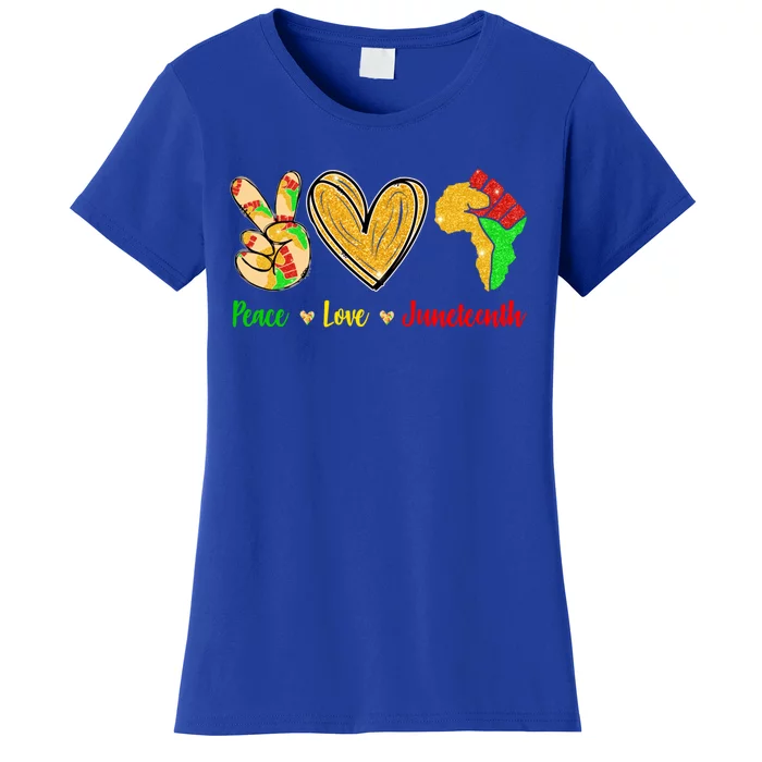 Peace Love Juneteenth Black History Month Pride Afro African Great Gift Women's T-Shirt