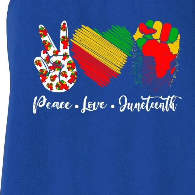 Peace Love Juneteenth Freedom African Black History Month Gift Women's Racerback Tank