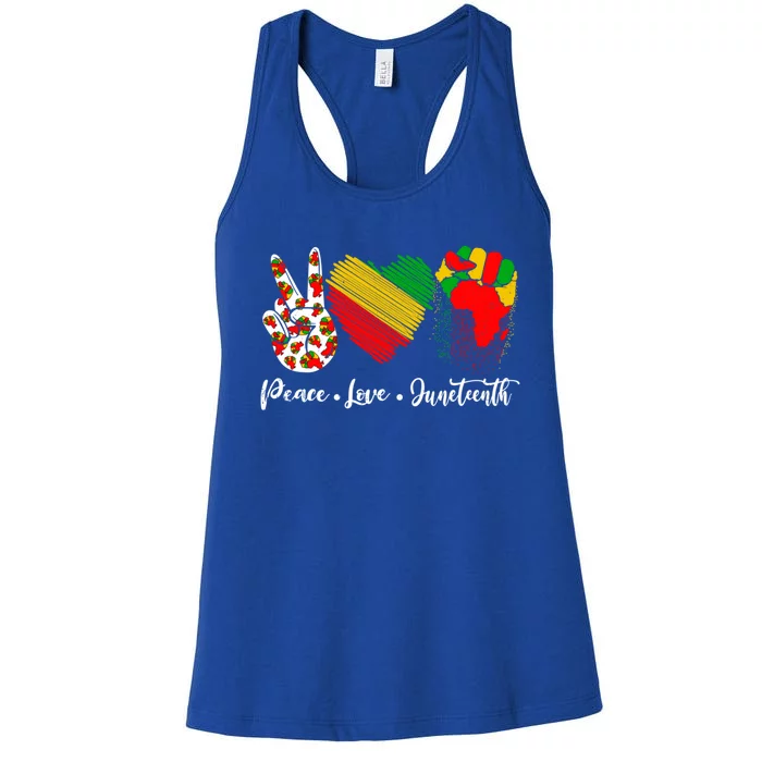 Peace Love Juneteenth Freedom African Black History Month Gift Women's Racerback Tank