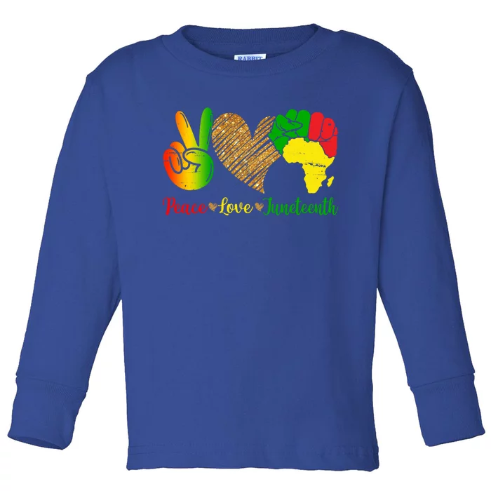 Peace Love Juneteenth Black History Pride African American Meaningful Gift Toddler Long Sleeve Shirt