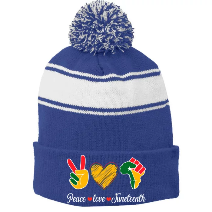 Peace Love Juneteenth Freedom Black History Month African Great Gift Stripe Pom Pom Beanie