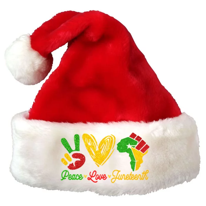 Peace Love Juneteenth Funny Black History Month Cute Gift Premium Christmas Santa Hat