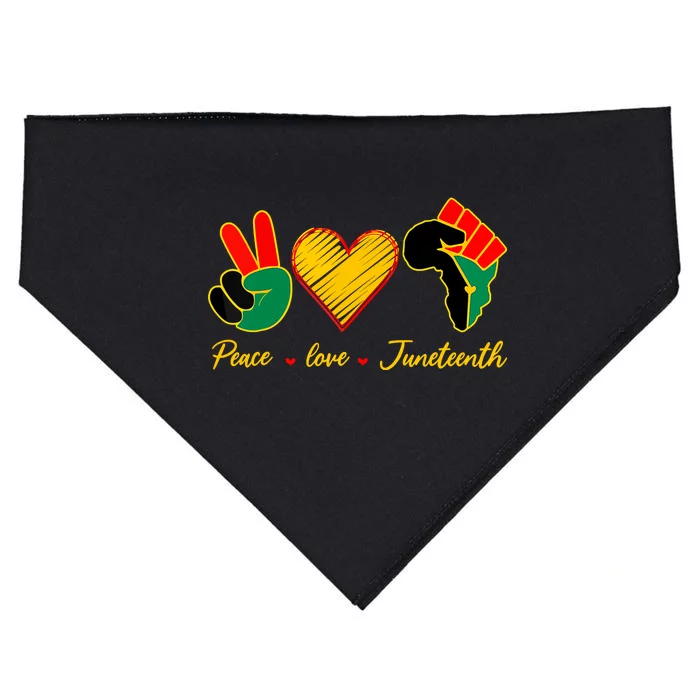 Peace Love Juneteenth Pride Black Girl Black Queen & King USA-Made Doggie Bandana