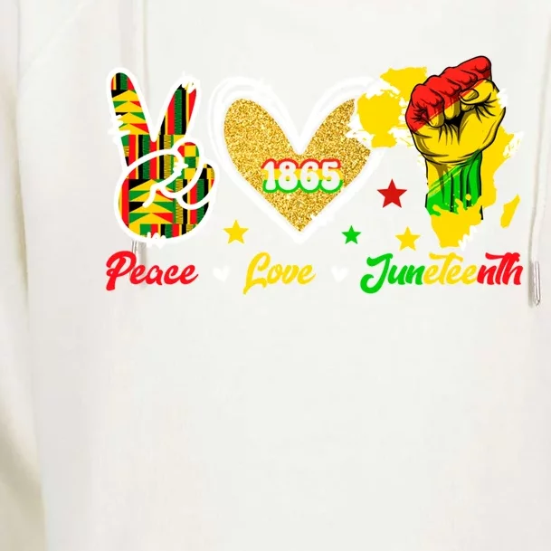 Peace Love Juneteenth Raised Fist 1865 Black History Month Cute Gift Womens Funnel Neck Pullover Hood