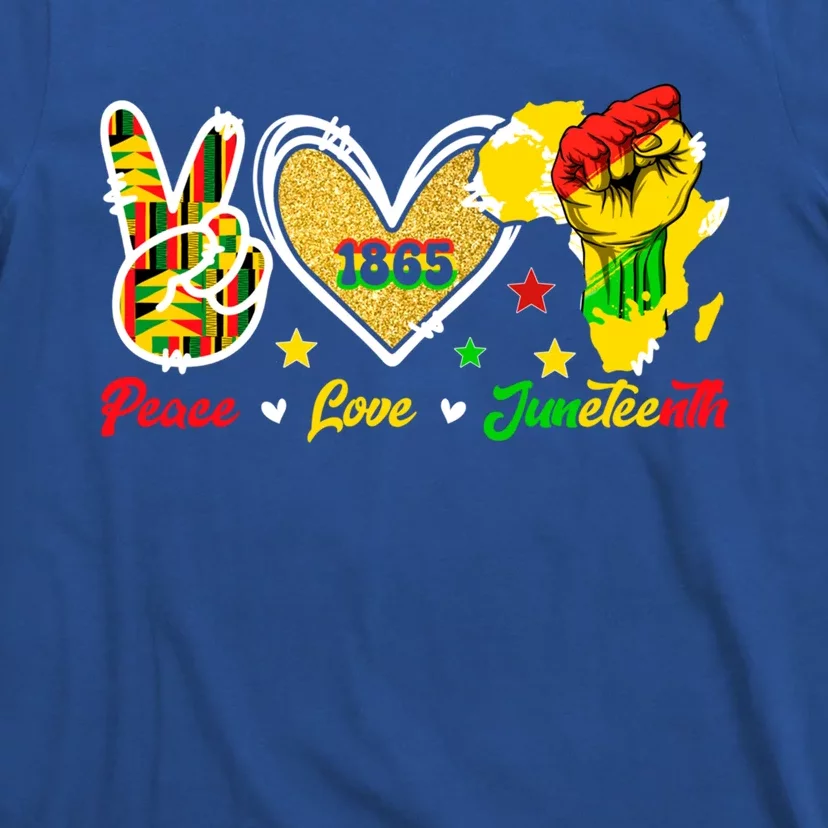 Peace Love Juneteenth Raised Fist 1865 Black History Month Cute Gift T-Shirt