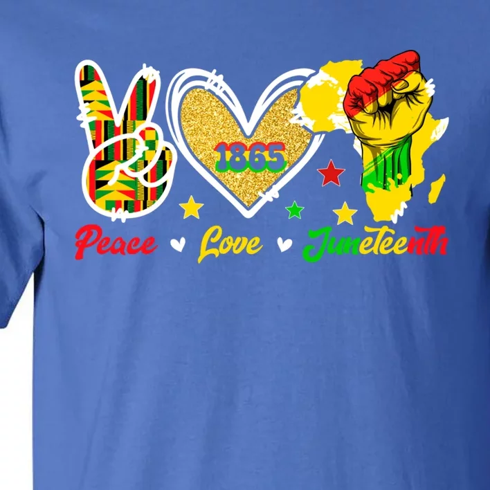 Peace Love Juneteenth Raised Fist 1865 Black History Month Cute Gift Tall T-Shirt