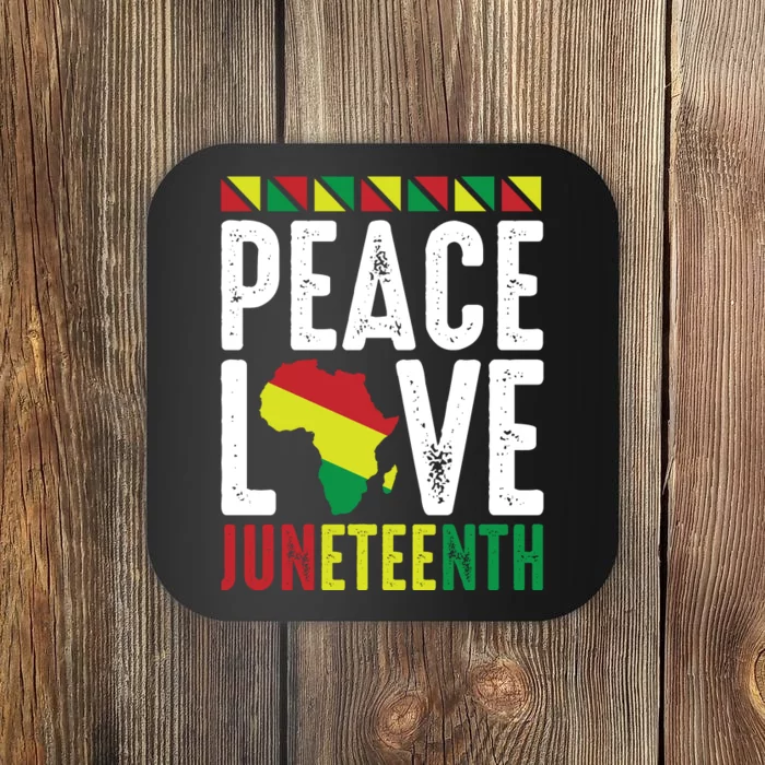 Peace Love Juneteenth Celebration Graphic Coaster