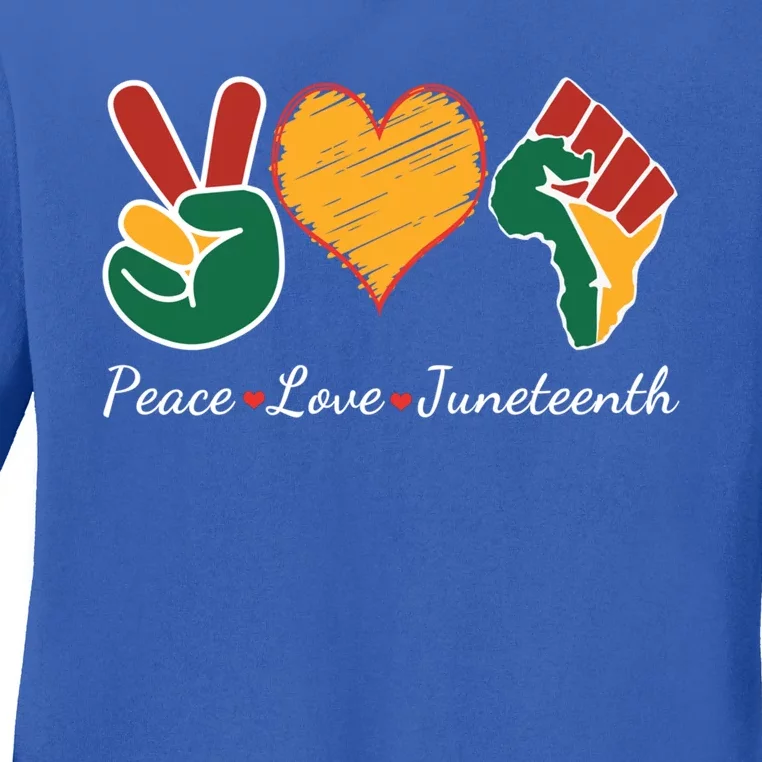 Peace Love Juneteenth Independence Black History Blm African Gift Ladies Long Sleeve Shirt