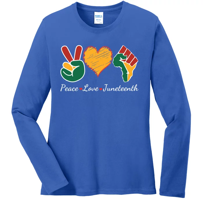 Peace Love Juneteenth Independence Black History Blm African Gift Ladies Long Sleeve Shirt