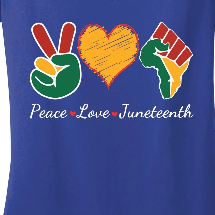 Peace Love Juneteenth Independence Black History Blm African Gift Women's V-Neck T-Shirt