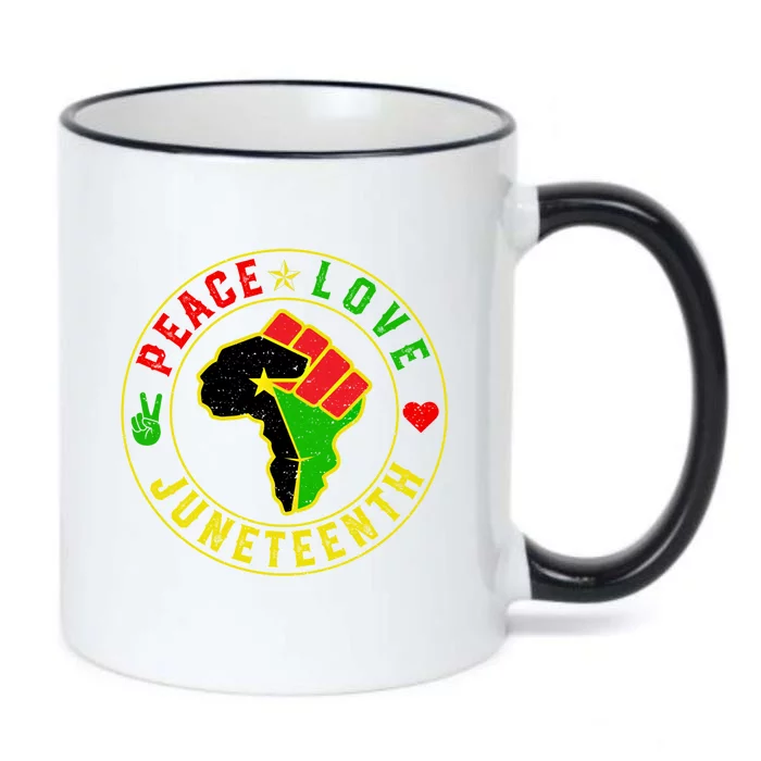 Peace Love Juneteenth Freegiftish Black History Month Gift Black Color Changing Mug