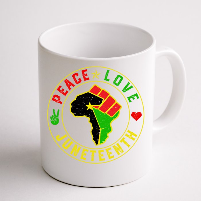 Peace Love Juneteenth Freegiftish Black History Month Gift Front & Back Coffee Mug