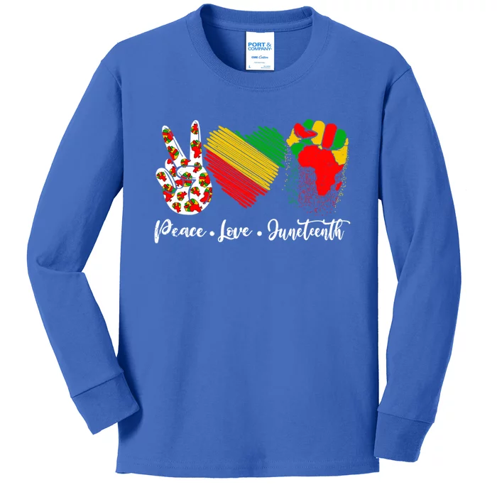 Peace Love Juneteenth Freedom African Black History Month Cute Gift Kids Long Sleeve Shirt