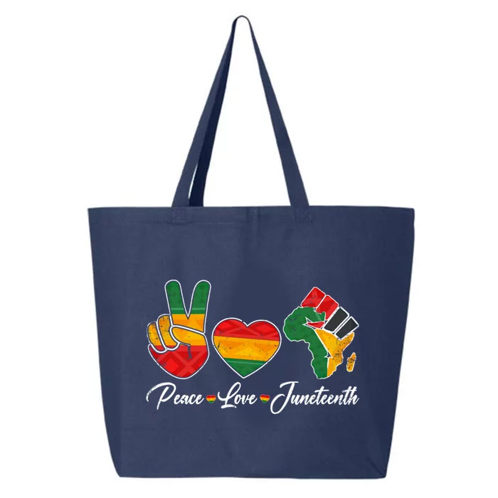 Peace Love Juneteenth Freedom Black History Independence Day Gift 25L Jumbo Tote