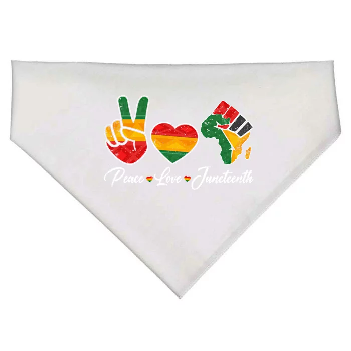 Peace Love Juneteenth Freedom Black History Independence Day Gift USA-Made Doggie Bandana