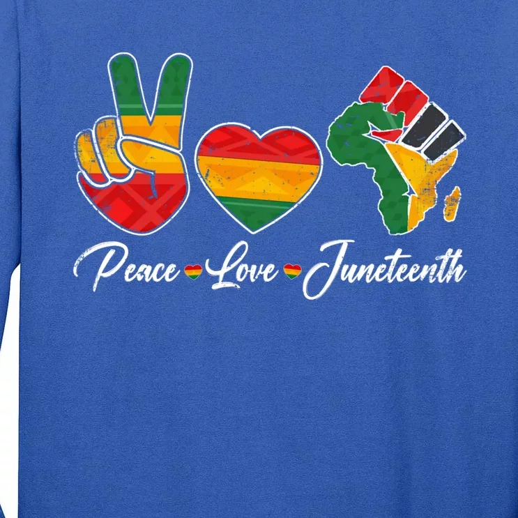 Peace Love Juneteenth Freedom Black History Independence Day Gift Tall Long Sleeve T-Shirt