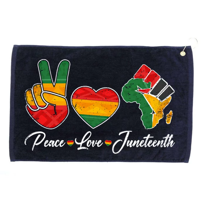 Peace Love Juneteenth Freedom Black History Independence Day Gift Grommeted Golf Towel