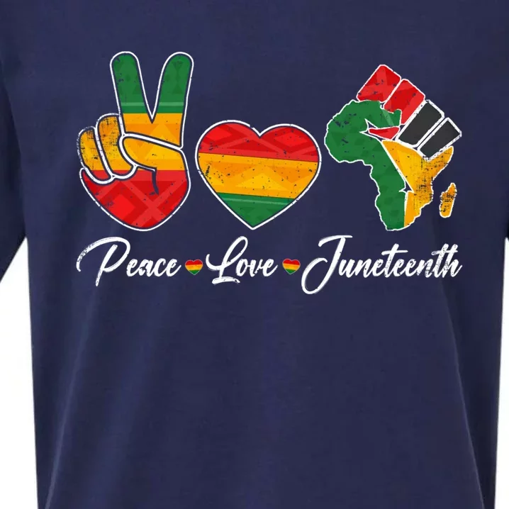 Peace Love Juneteenth Freedom Black History Independence Day Gift Sueded Cloud Jersey T-Shirt