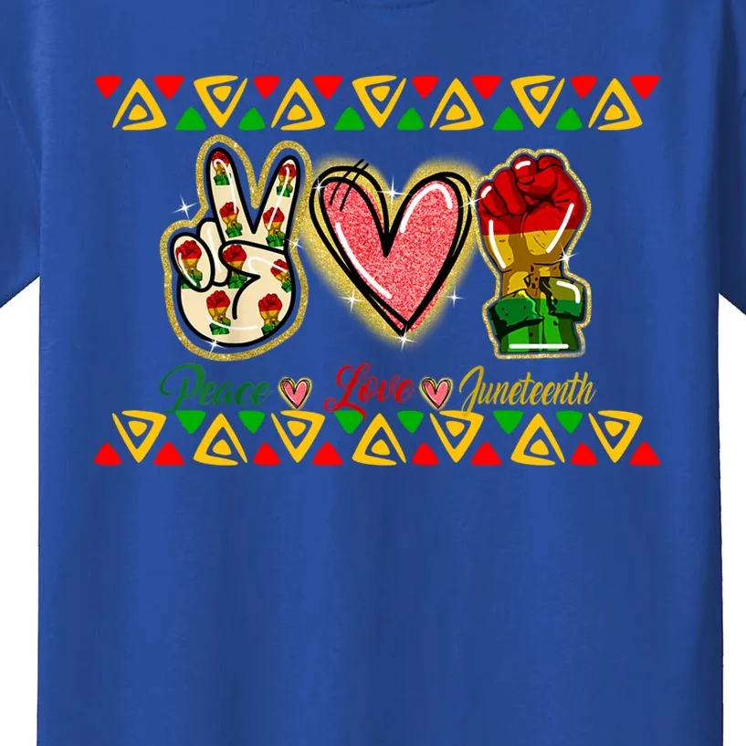 Peace Love Juneteenth Freeish Black History Black Culture Funny Gift Kids T-Shirt