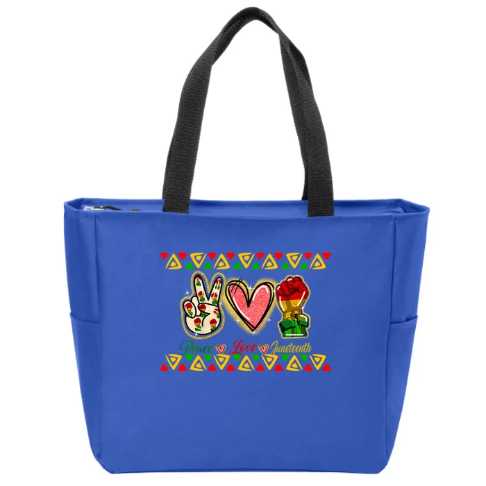 Peace Love Juneteenth Freeish Black History Black Culture Funny Gift Zip Tote Bag