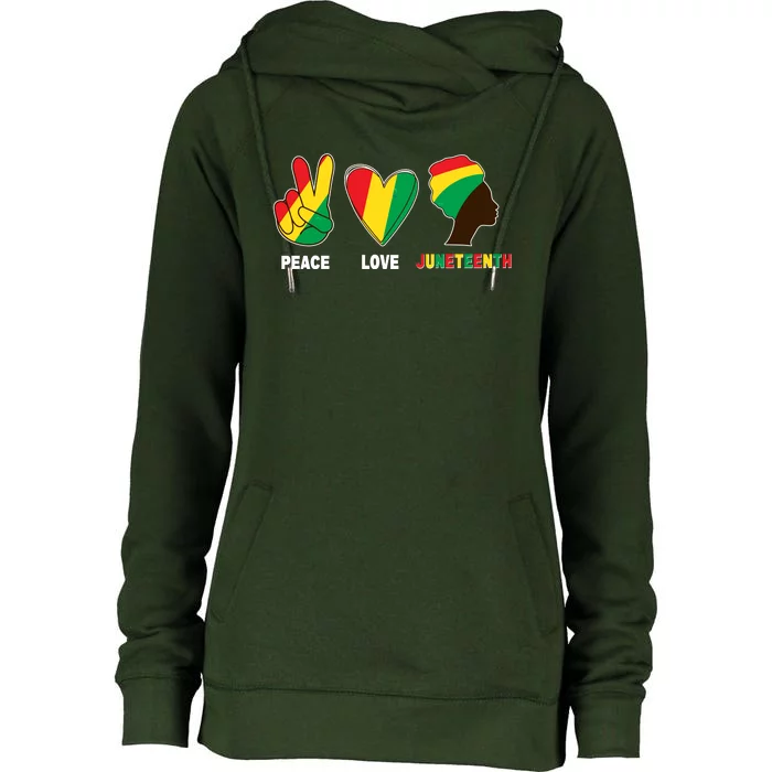 Peace Love Juneteenth Womens Funnel Neck Pullover Hood