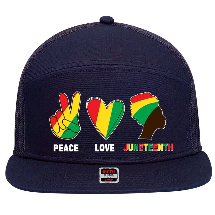 Peace Love Juneteenth 7 Panel Mesh Trucker Snapback Hat